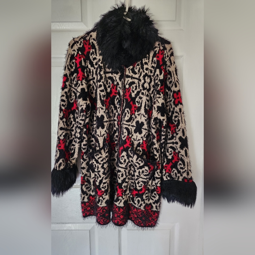 Black Rivet Large Red, Black, Gold Festive Jacket